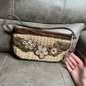 Brighton Tan and Brown Floral Shoulder Bag